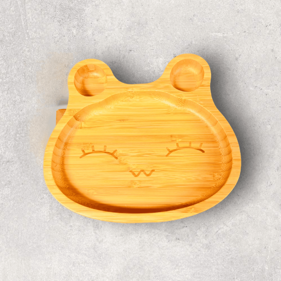 Sevimli Kurbağa Bölmeli Bambu Tabak