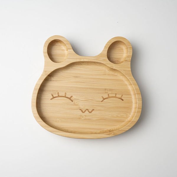 Sevimli Kurbağa Bölmeli Bambu Tabak