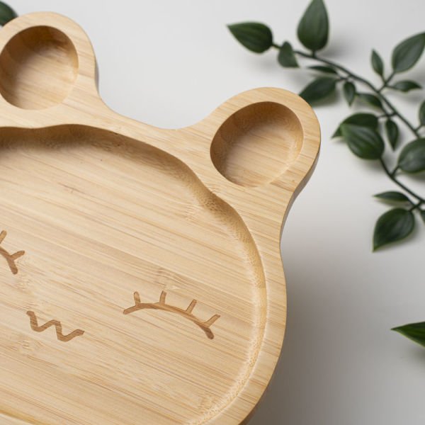 Sevimli Kurbağa Bölmeli Bambu Tabak