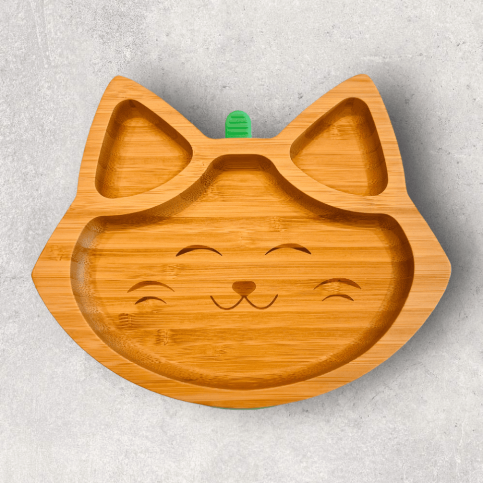 Cute Cat Divided Bamboo Plate