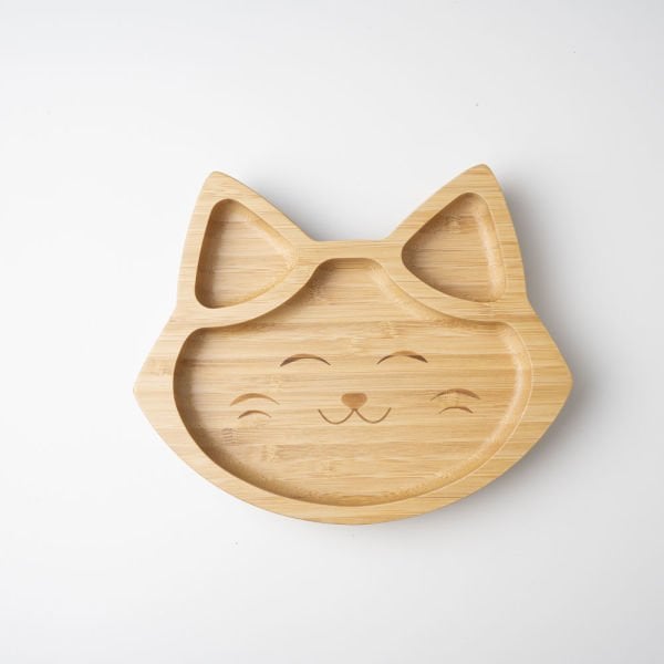 Cute Cat Divided Bamboo Plate