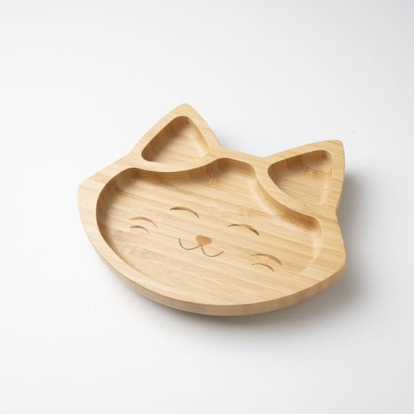 Cute Cat Divided Bamboo Plate
