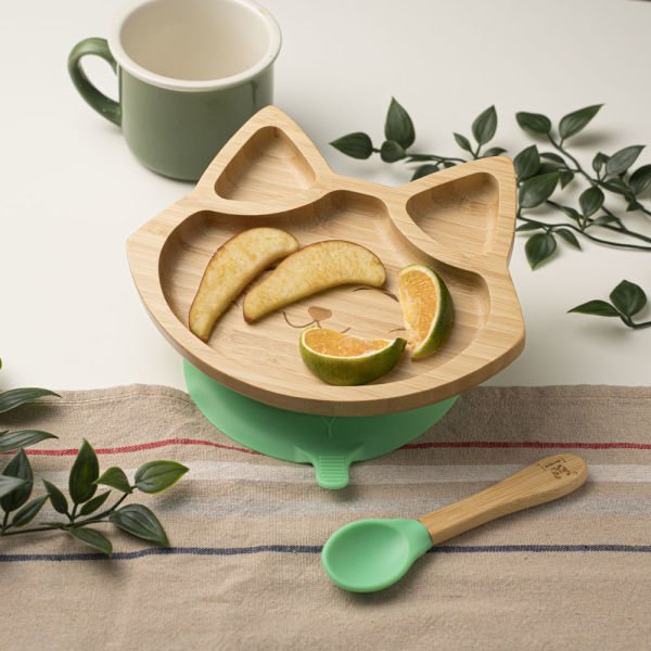 Cute Cat Divided Bamboo Plate