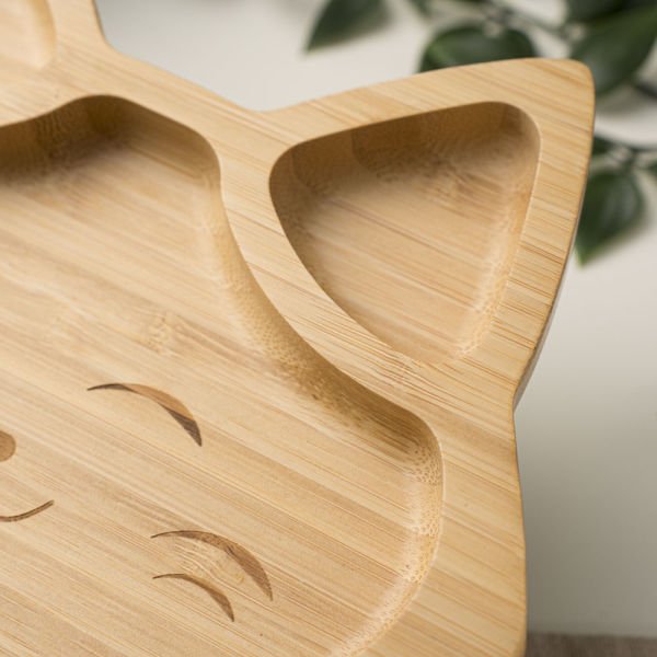 Cute Cat Divided Bamboo Plate