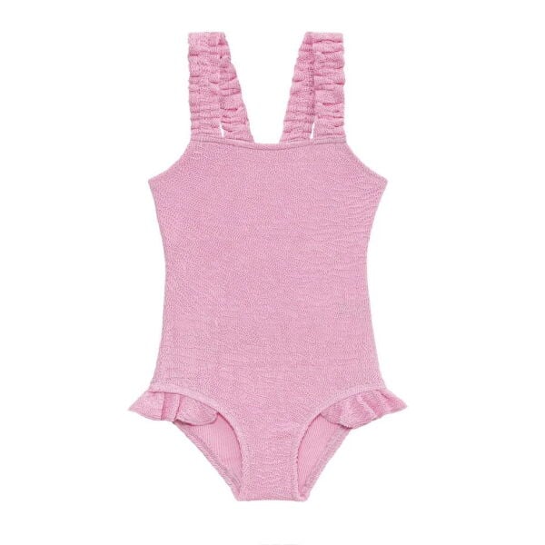 Sand Mother Pink Frosting Sand Wave Smocked Swimsuit