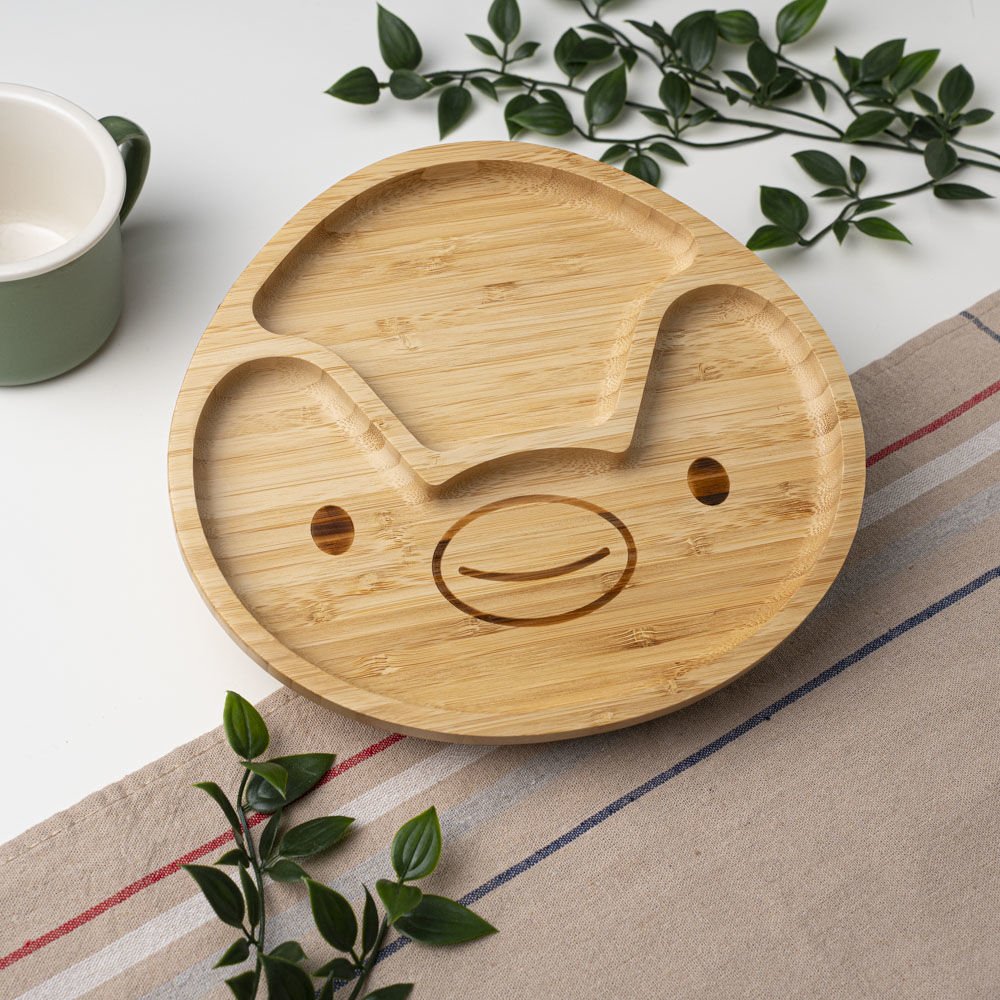 Chick Face Bamboo Divided Plate