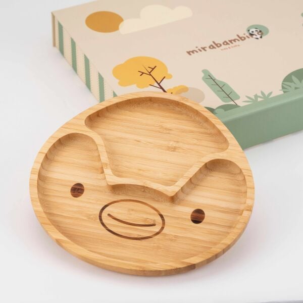 Chick Face Bamboo Divided Plate