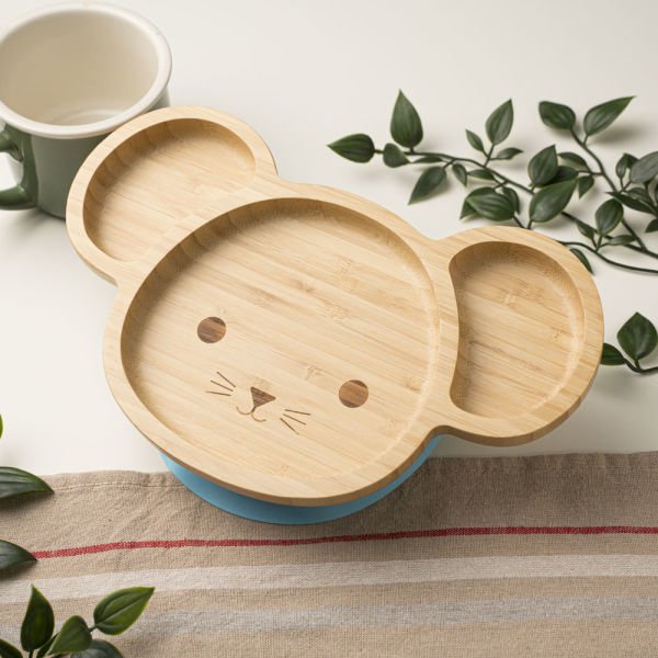 Little Mouse Face Bamboo Divided Plate