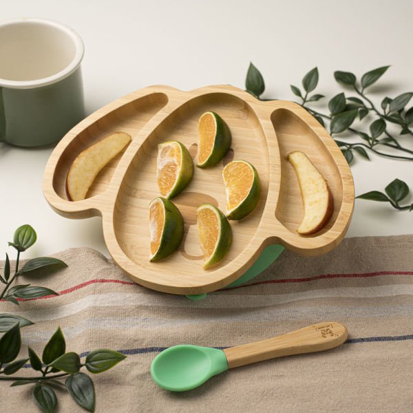 Uzun Kulaklı Köpek Bambu Bölmeli Tabak Yeşil