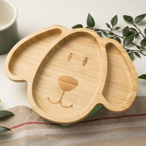 Long-Eared Dog Bamboo Divided Plate