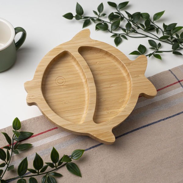 Bamboo Plate with Fish Compartments