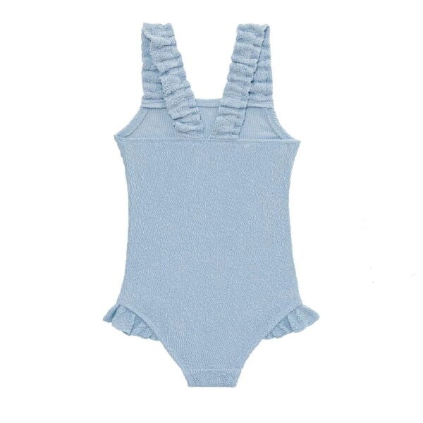 Sand Mother Pure Blue Sand Wave Smocked Swimsuit