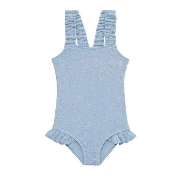 Sand Mother Pure Blue Sand Wave Smocked Swimsuit
