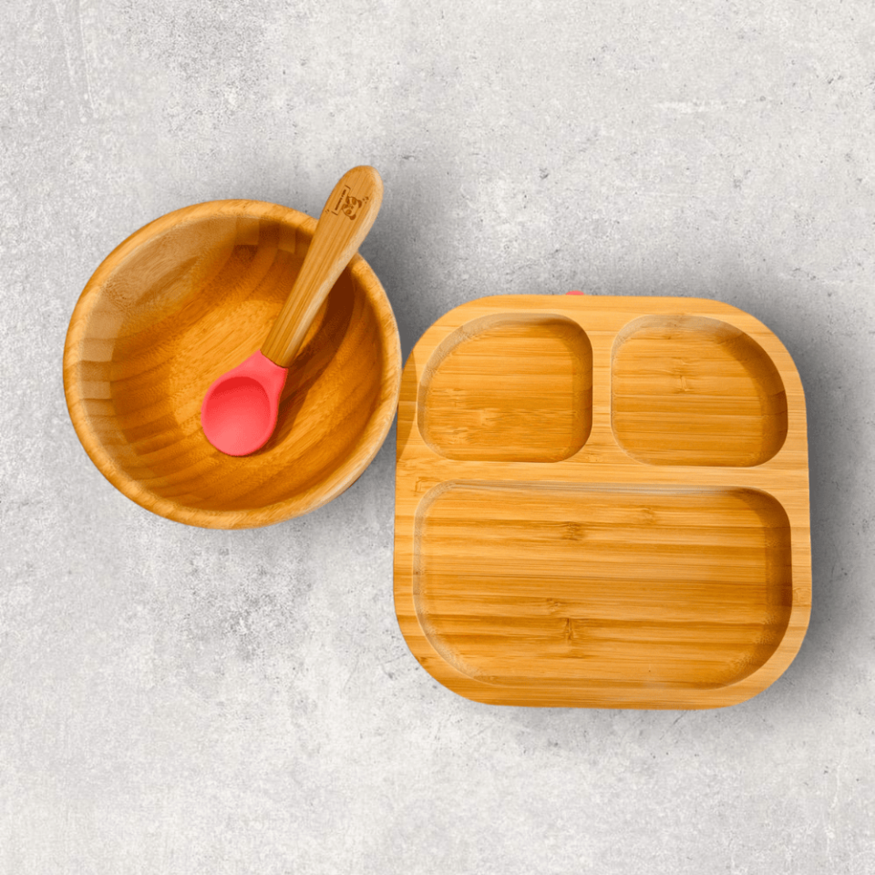 Square Divided Bamboo Plate Set