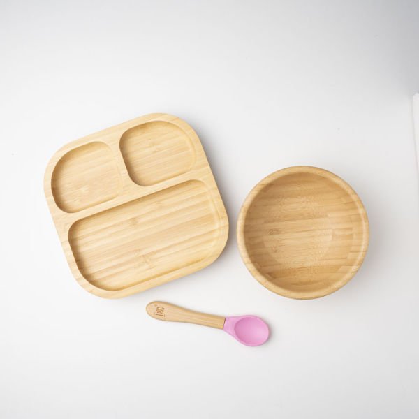 Square Divided Bamboo Plate Set