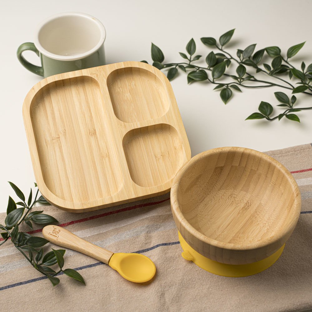 Square Divided Bamboo Plate Set