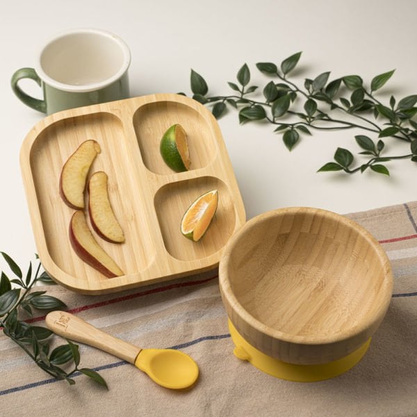 Square Divided Bamboo Plate Set