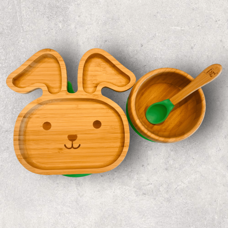 Rabbit Bamboo Plate Set
