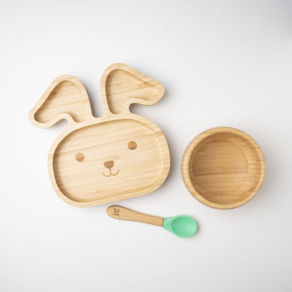 Rabbit Bamboo Plate Set