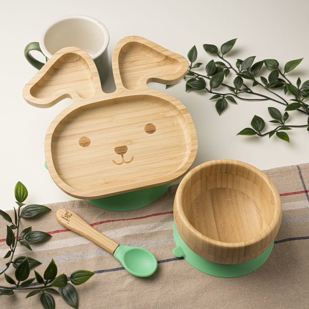 Rabbit Bamboo Plate Set