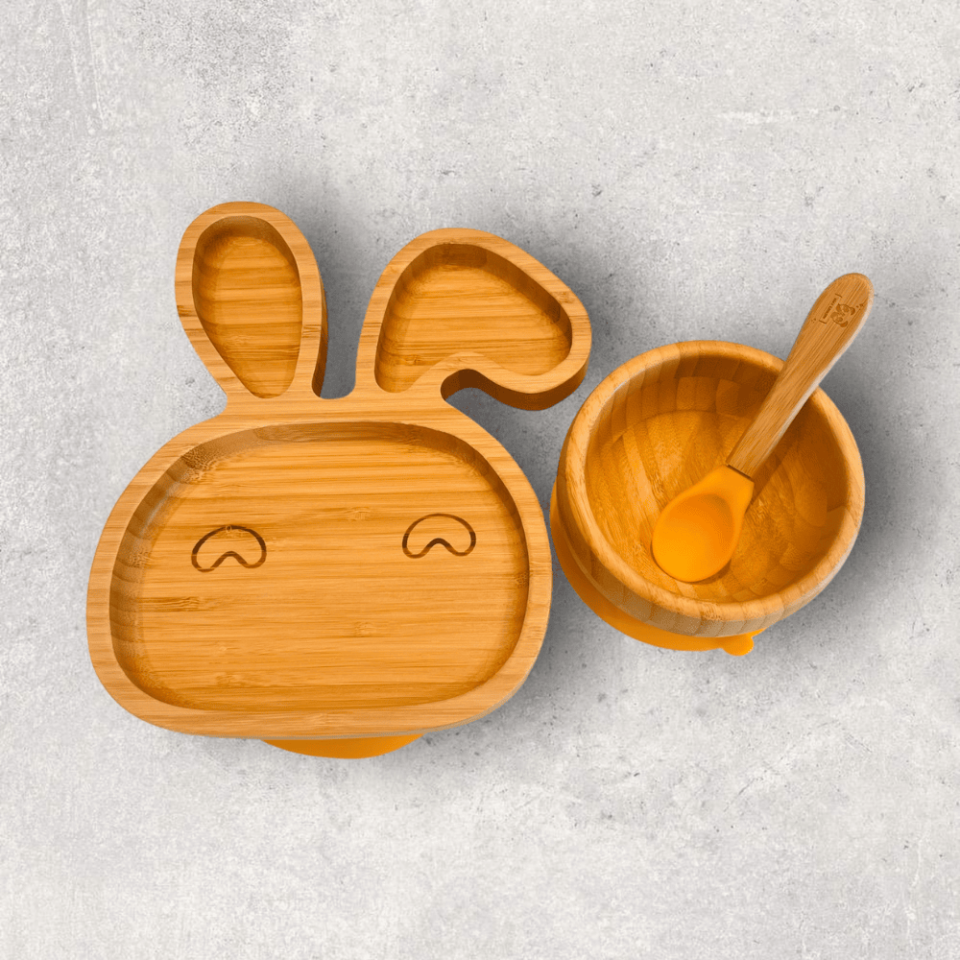 Rabbit Ear-Shaping Bamboo Plate Set