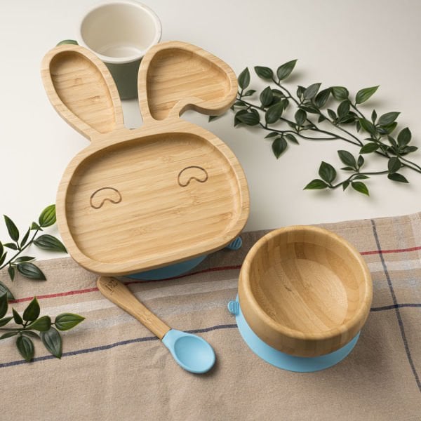 Rabbit Ear-Shaping Bamboo Plate Set