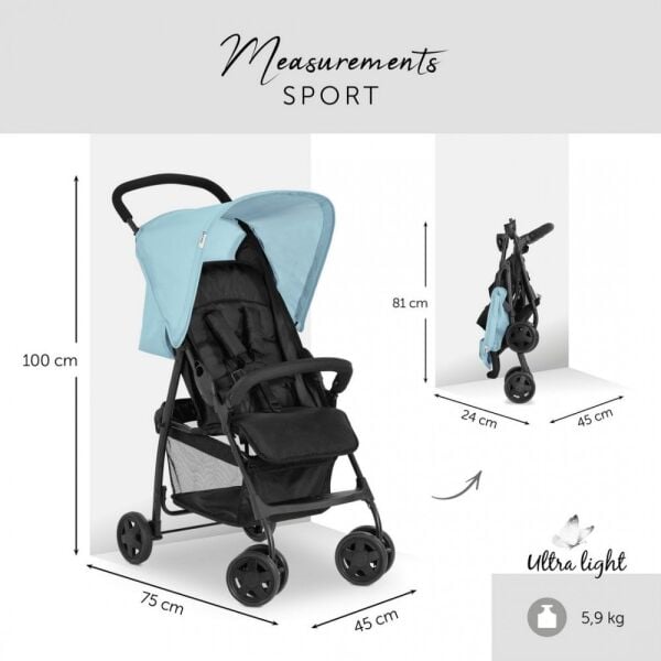 Hauck Ultra Hafif Tam Yatarlı Sport Bebek Arabası - Blue