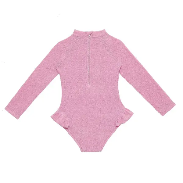 Sand Mother Pink Frosting Sand Wave Long Sleeve Swimsuit