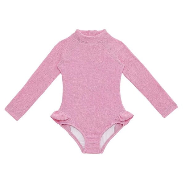 Sand Mother Pink Frosting Sand Wave Long Sleeve Swimsuit