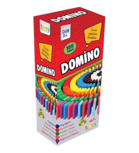 Bemi Oyuncak Doğal Ahşap Domino 100 Parça