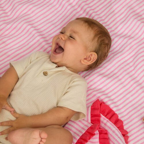 Jera Mini Wellsoft Muslin Battaniye Pinki Çizgili