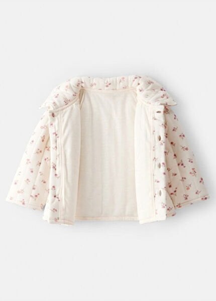 CARTER'S Ekru Çiçek Desenli Kız Bebek Kapitone Hırka