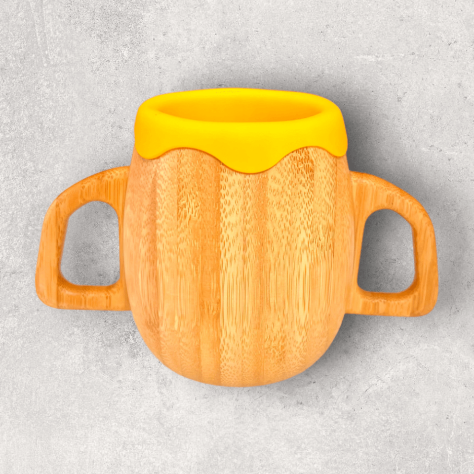 Kulplu Silikonlu Bambu Bardak