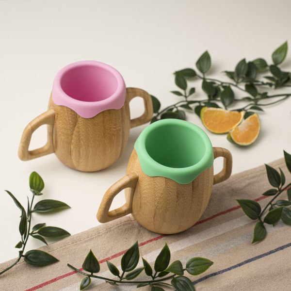 Kulplu Silikonlu Bambu Bardak