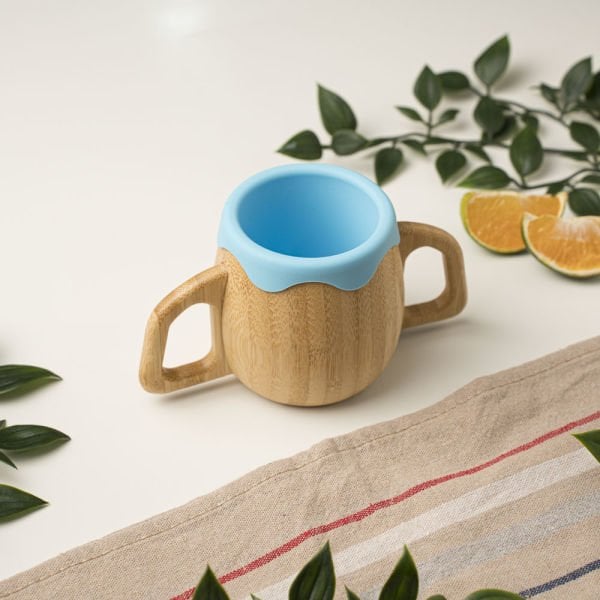 Kulplu Silikonlu Bambu Bardak