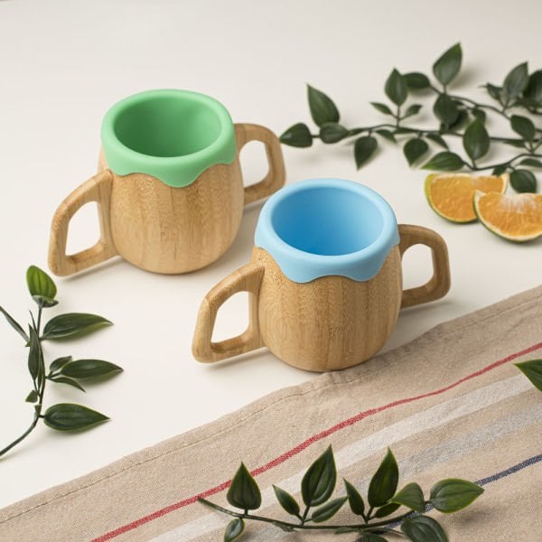 Kulplu Silikonlu Bambu Bardak