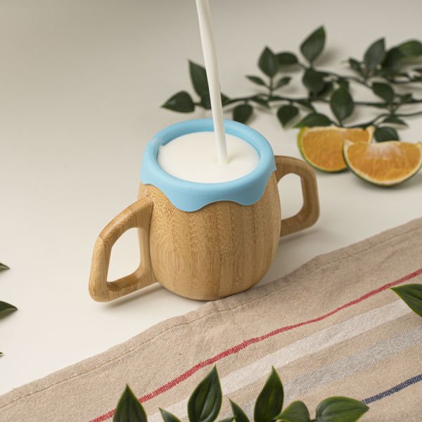 Kulplu Silikonlu Bambu Bardak