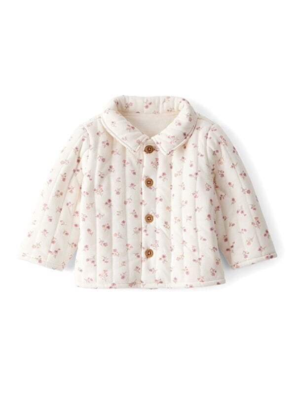 CARTER'S Ekru Çiçek Desenli Kız Bebek Kapitone Hırka