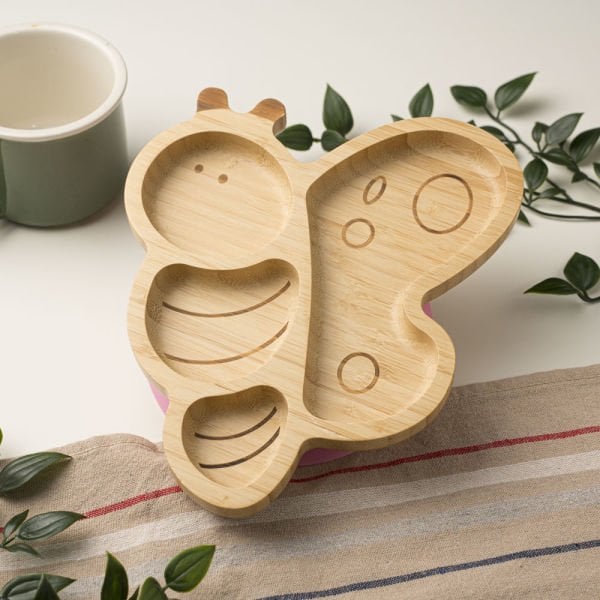 Bee Compartmented Bamboo Plate