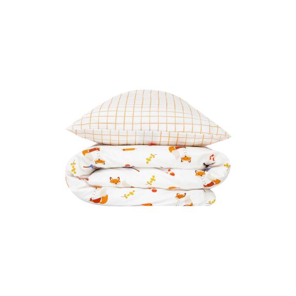Jera Mini Bebek Yorgan Kılıfı ve Yastık Kılıfı Fox the Gourmet&Plaid
