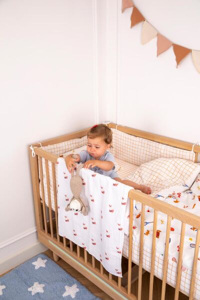 Jera Mini Bebek Yorgan Kılıfı ve Yastık Kılıfı Fox the Gourmet&Plaid