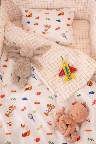 Jera Mini Çocuk Yorgan Kılıfı ve Yastık Kılıfı Fox The Gourmet & Plaid