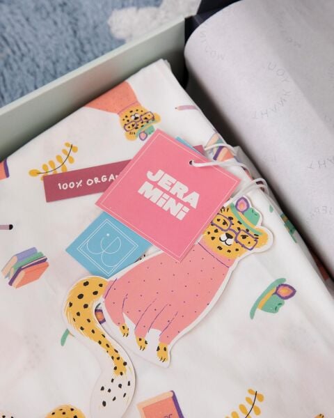 Jera Mini Çocuklar için Lastikli Çarşaf Leopard The Writer