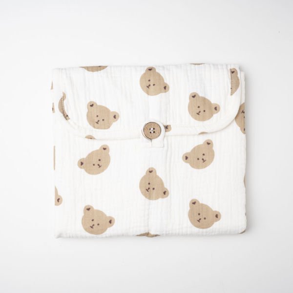 Pamuklu Müslin Kumaş Alt Değiştirme Matı Ayıcıklı