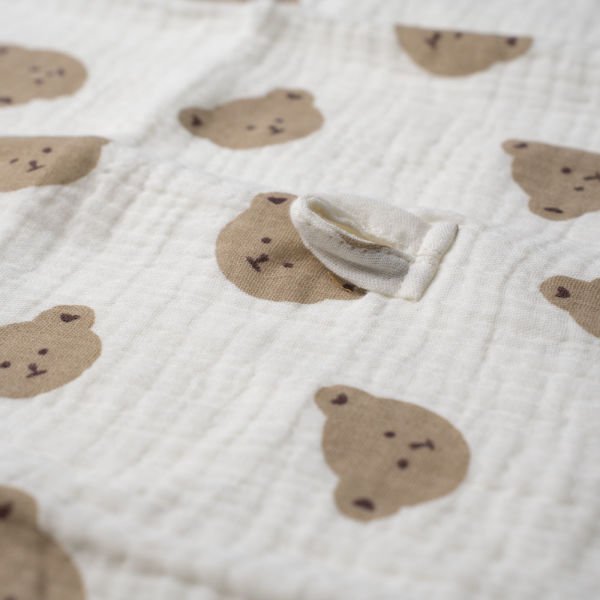 Pamuklu Müslin Kumaş Alt Değiştirme Matı Ayıcıklı