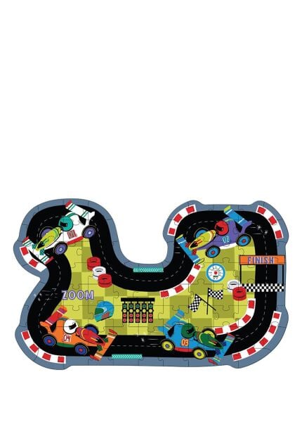 FLOSS&ROCK 80 Parça Puzzle Pist Şekilli Yap Boz Cars