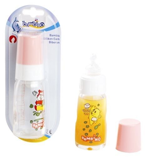Bambino Bambiş 125ml Damaklı Emzikli Cam Biberon