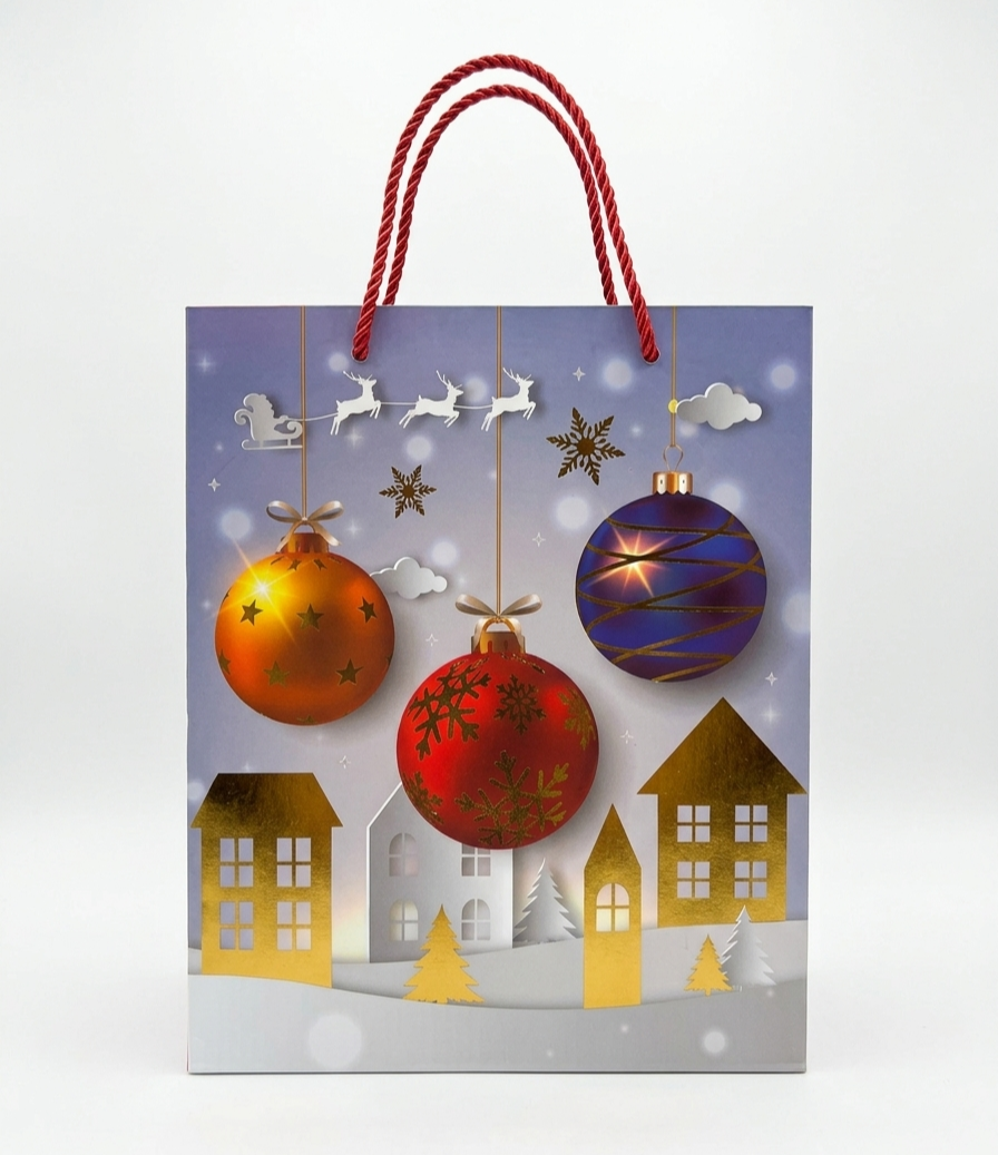 Taros Işıltılı Yılbaşı Topları ve Altın Şehir Temalı Hediye Poşeti