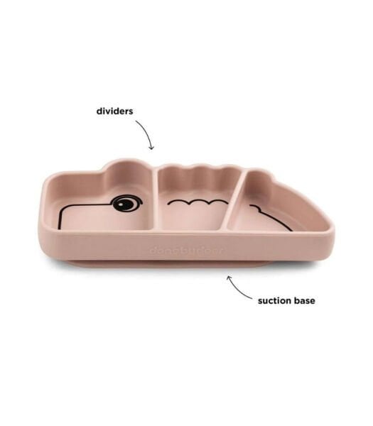 Done by Deer Vakumlu Bölmeli Silikon Tabak // Croco - Pembe