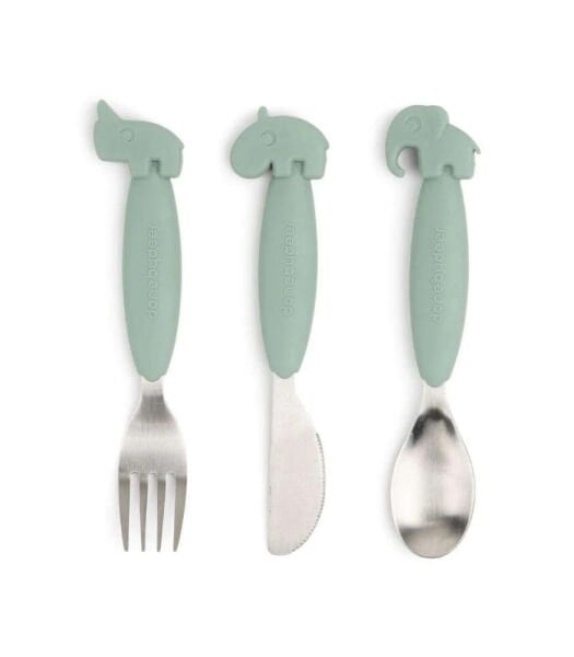 Done by Deer Paslanmaz Çelik Çatal Kaşık Bıçak Seti // Deer Friends - Yeşil